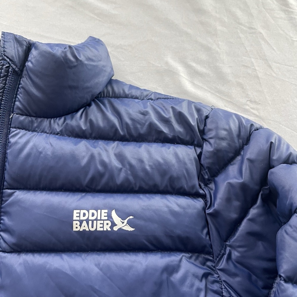 Eddie Bauer Jacket Youth M 7/8 Blue 650 Down Fill Packable Puffer Full Zip - Picture 4 of 9